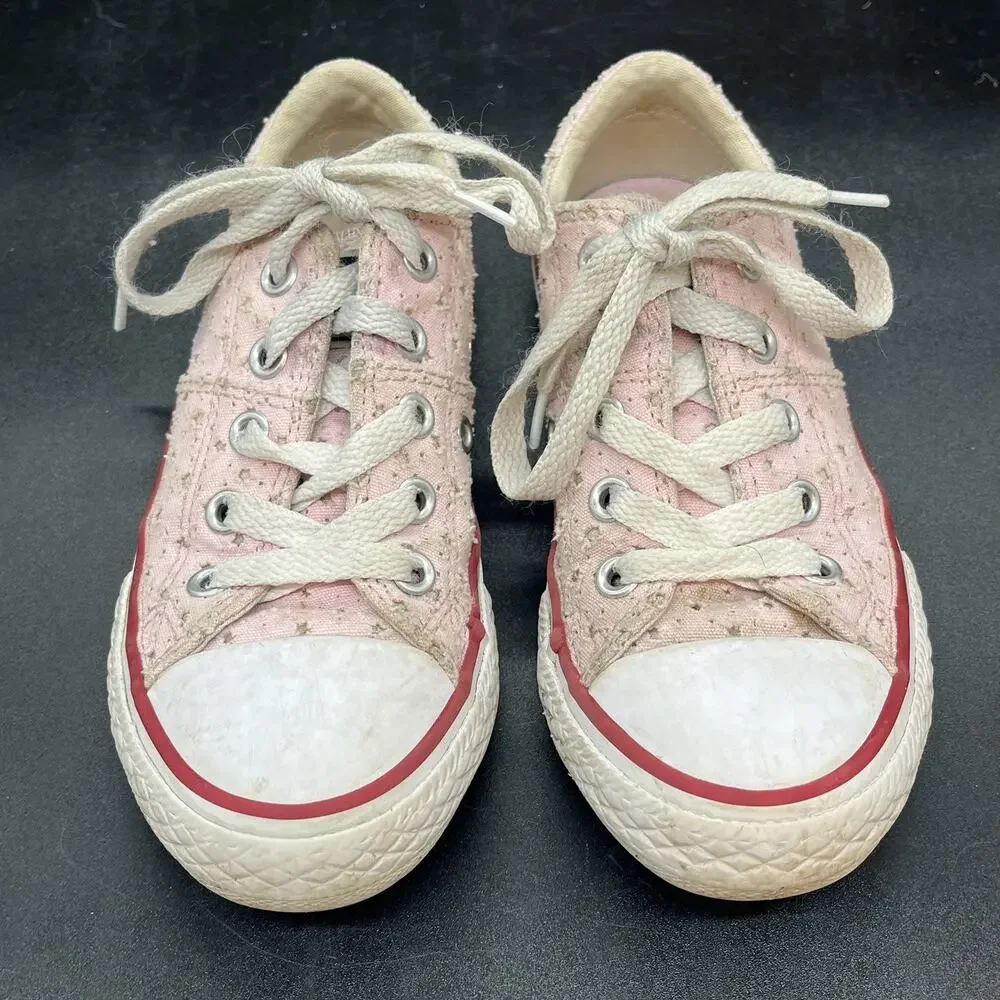 Converse all star low top pink stars junior size 11 casual school walking